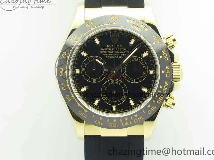 0109 Tailored Daytona 116518 LN YG ARF 1:1 Best Edition Black Dial On Rubber Strap A4130 Super Clone 3479